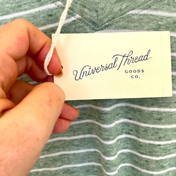 GREEN & WHITE STRIPED UNIVERSAL THREAD BRAT GIRL SUMMER T SHIRT w/ FRONT… - Picture 6 of 12